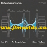 The U-shaped position of the mold is filled with water lines and trapped air, which turns white